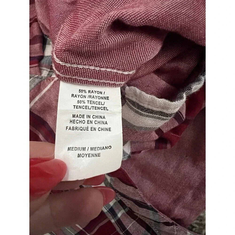 Rails plaid size‎ Medium Red button front long sl… - image 4
